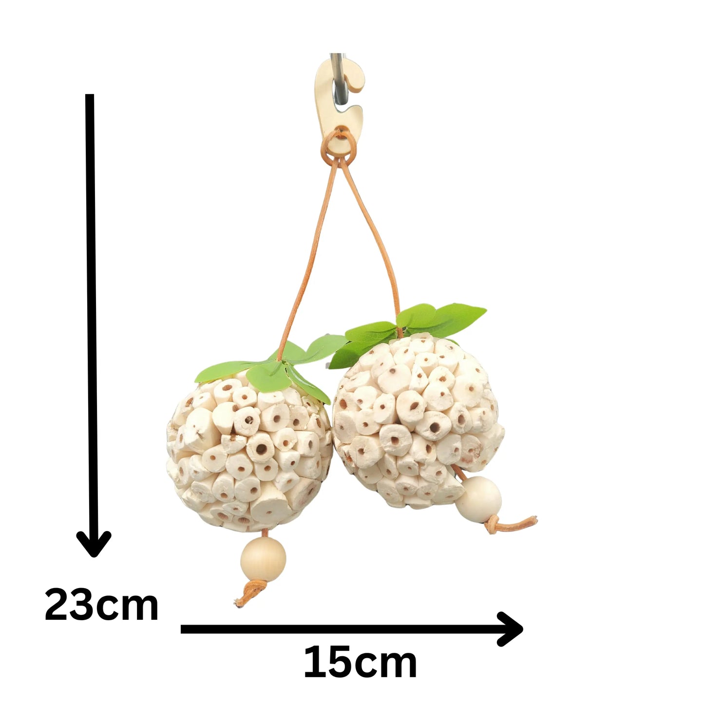 measurements of two sola balls hanging bird toy