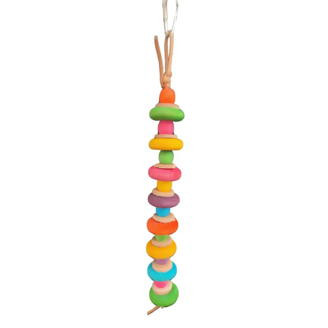 Rainbow hanging wood beads bird toys