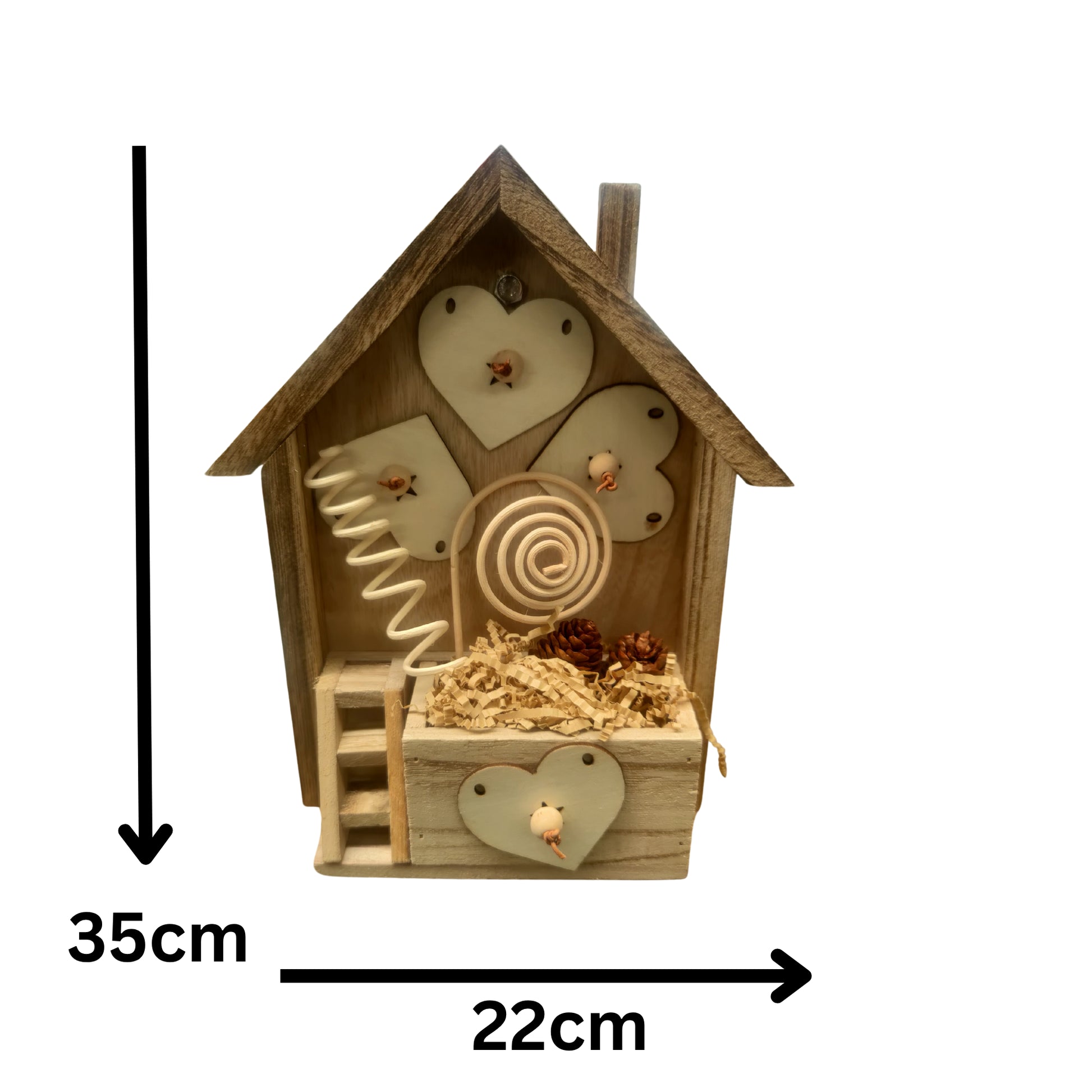 measurements of house of hearts bird toy
