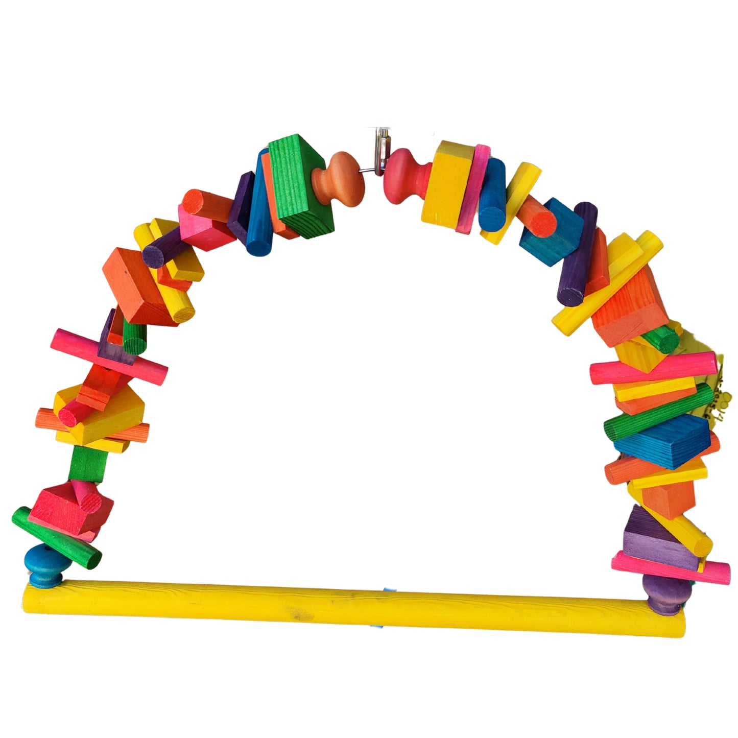 colourful wooden blocks bird swing