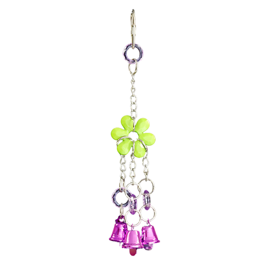 Large Flower Bead with 3 Coloured Bells Bird Toy