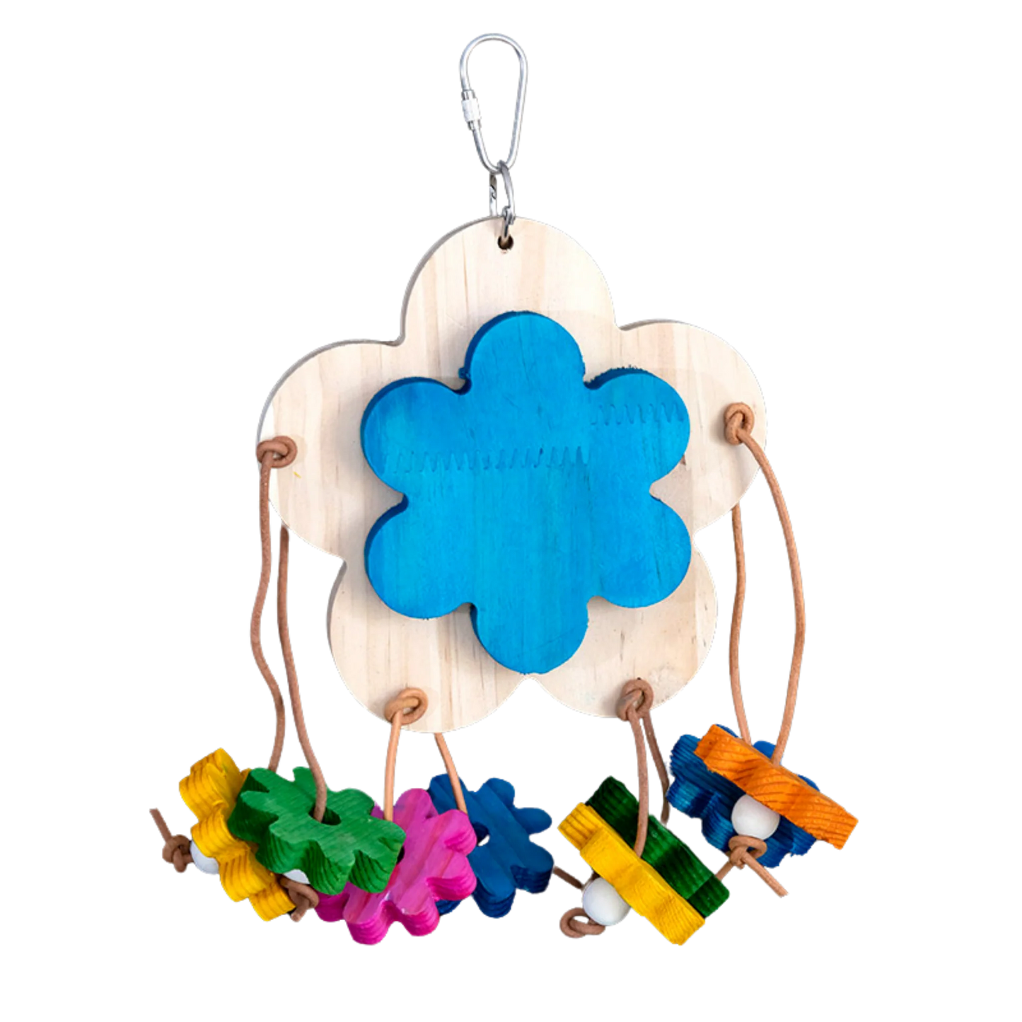Large Wooden Flower with Dangly Flowers Bird Toy
