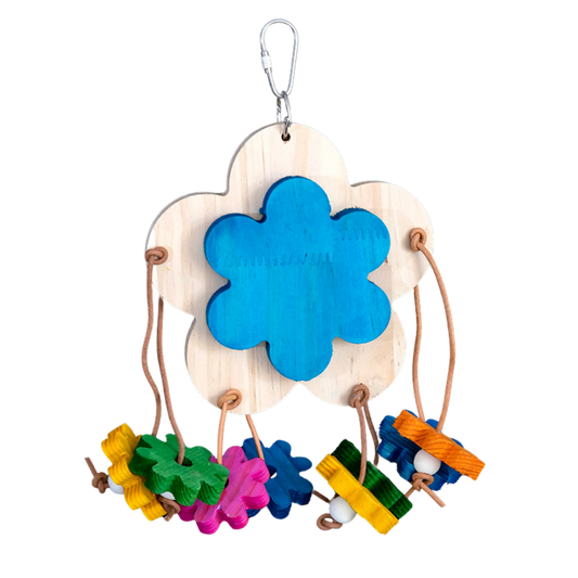 Large Wooden Flower with Dangly Flowers Bird Toy