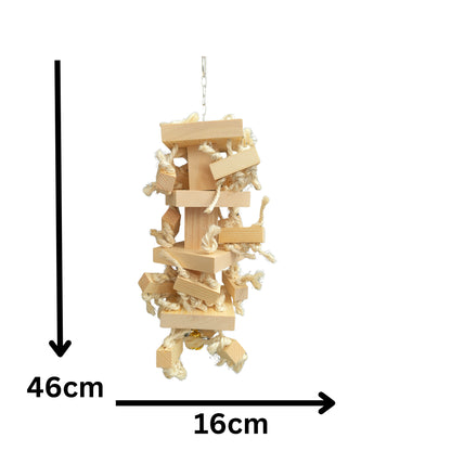 measurements of large natural wood blocks bird toy