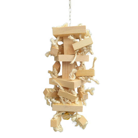 Large chunky natural wood blocks bird toy