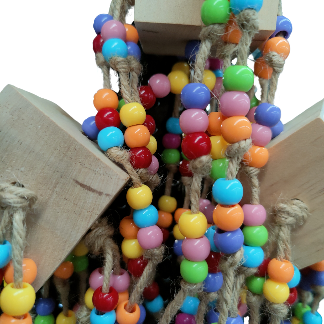close up large dangler bird toy