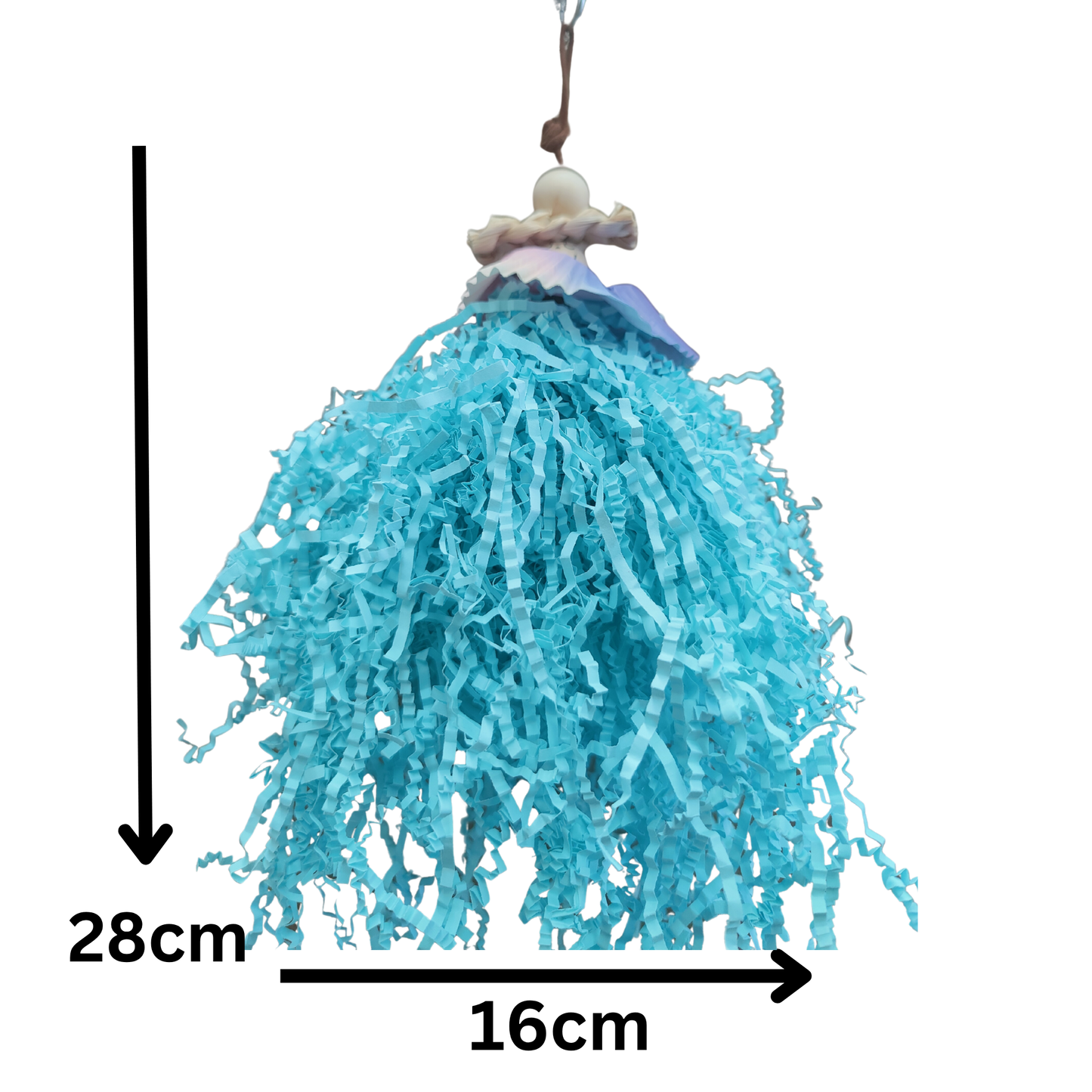 measurements of the little shaggy girl bird toy