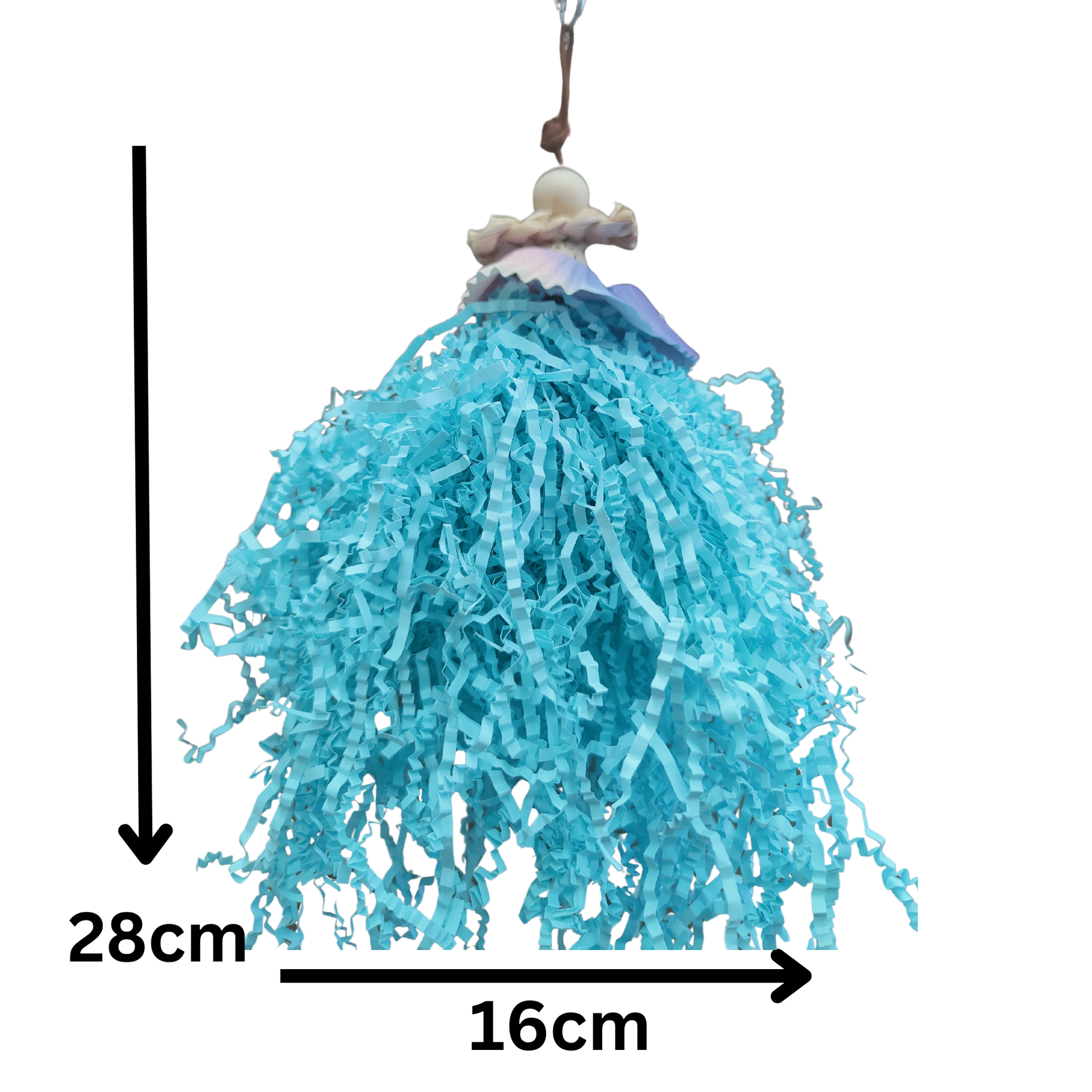 measurements of the little shaggy girl bird toy