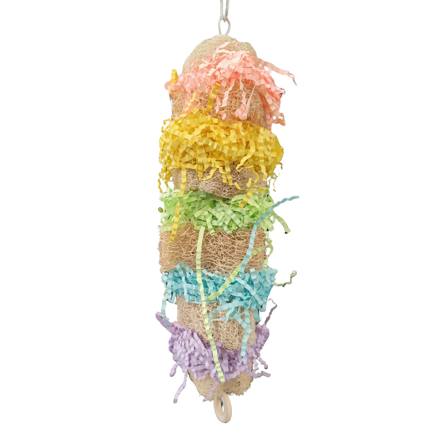 tower of lufa and shred paper bird toy