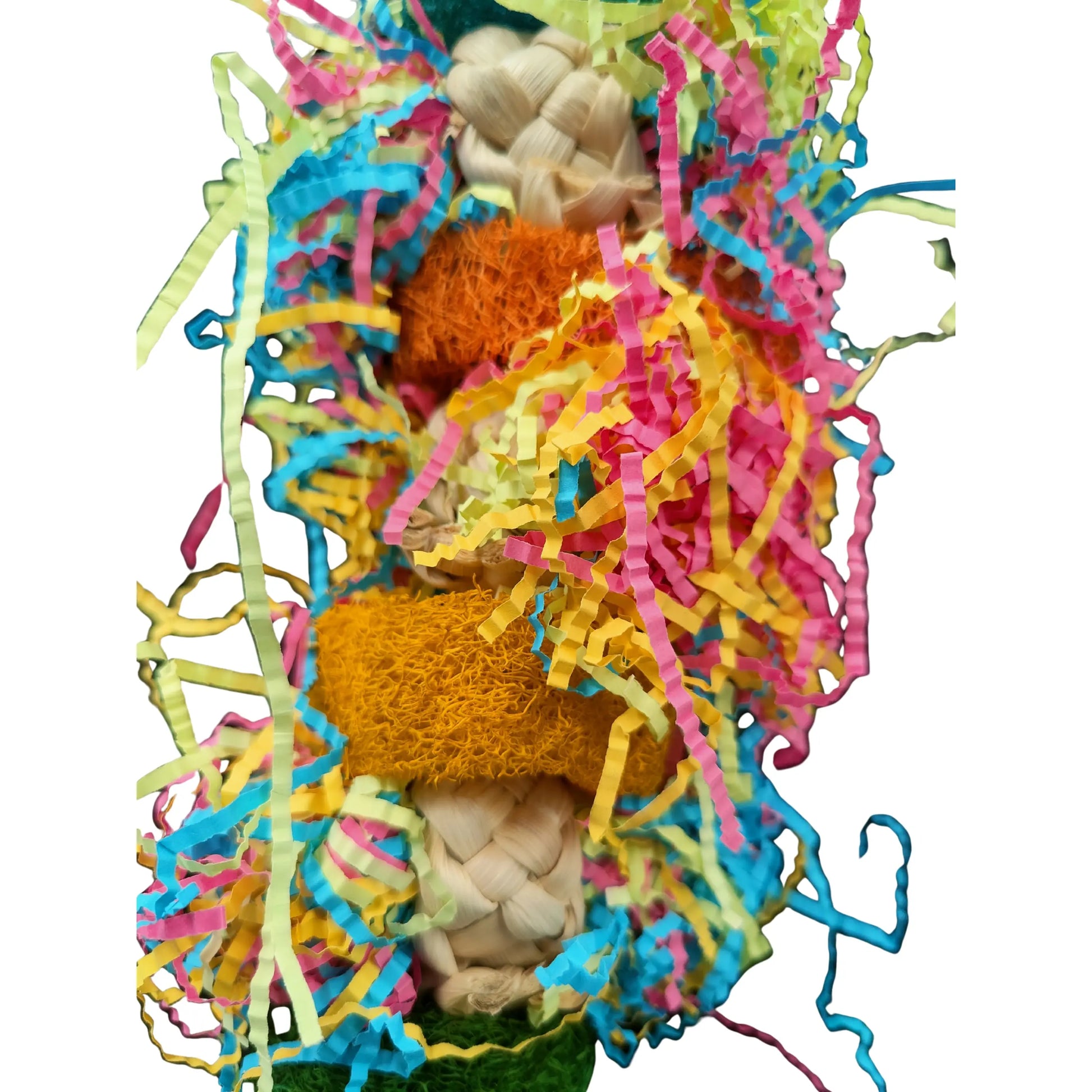close up lufa weave bird toy