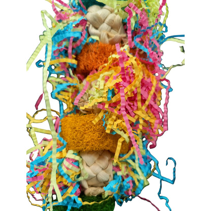 close up lufa weave bird toy