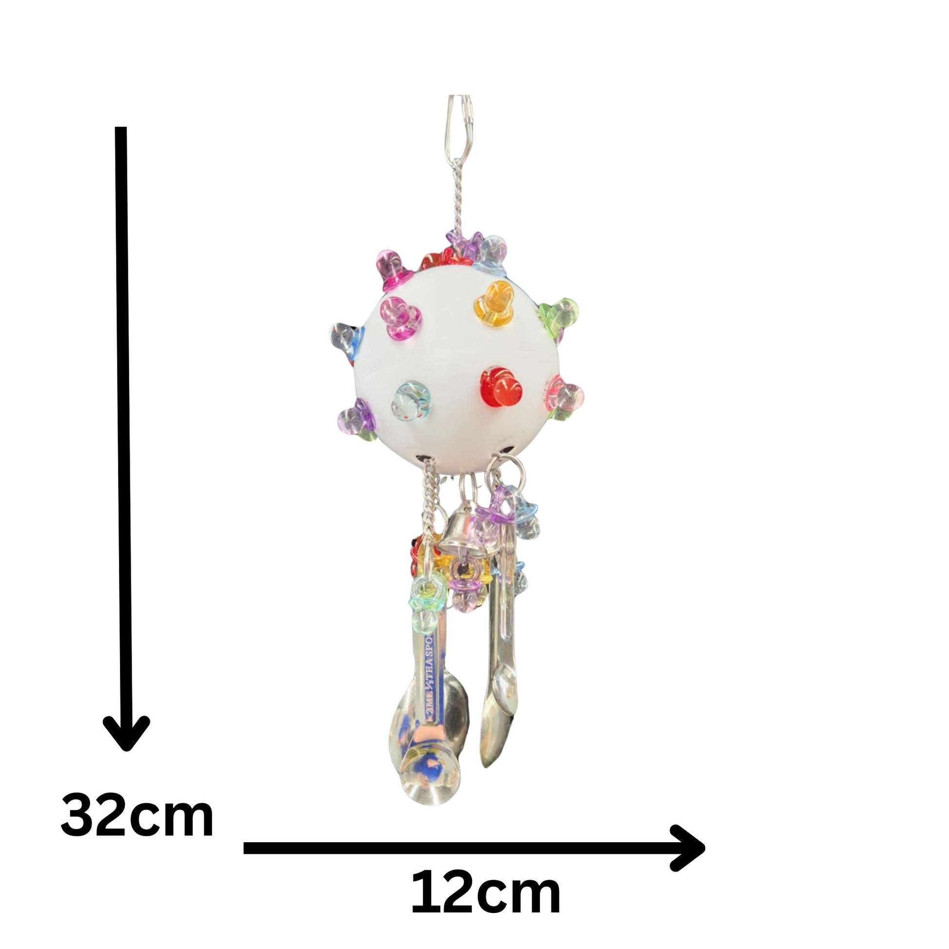 Mini Dummy Ball Bird Toy Lou Lou Bells Bird Toys measurements