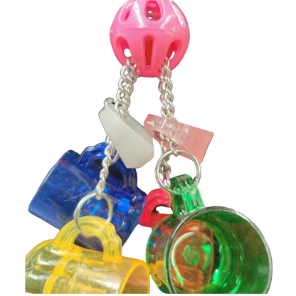 close up of the mugs away bird toy