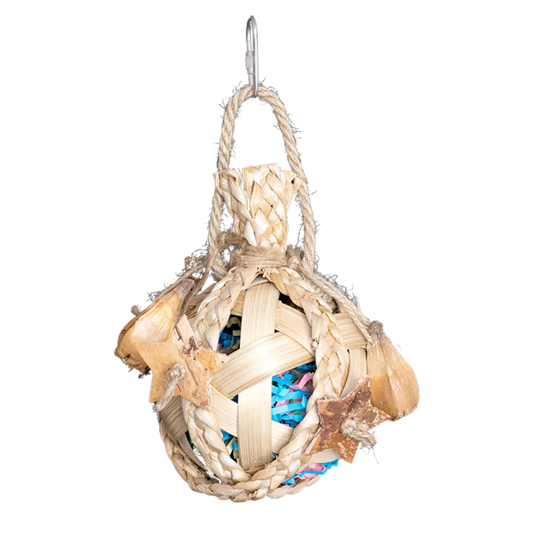 Natural and Coloured Hanging Pod Shredable Bird Toy