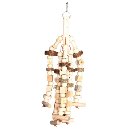 Natural Strands of Wood Bird Toy