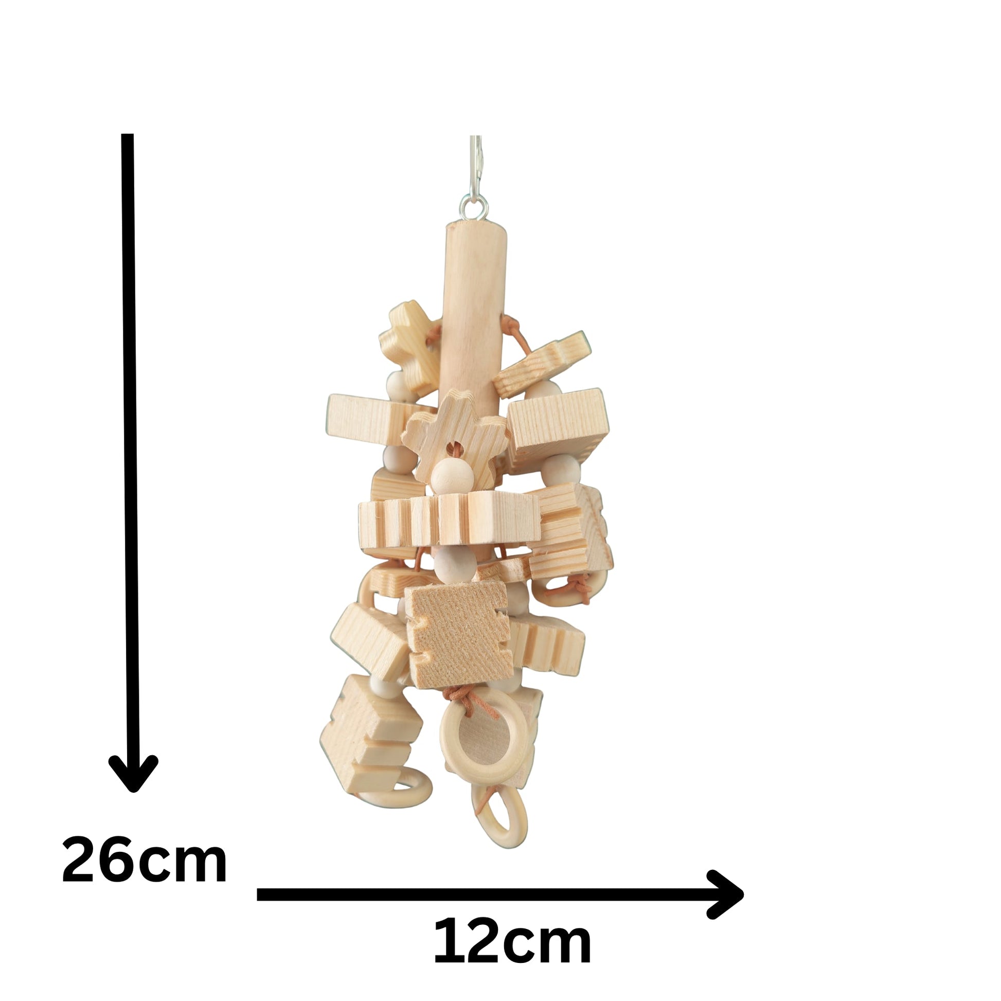 Natural Groovy Block Bird Toy Lou Lou Bells Bird Toys measurements