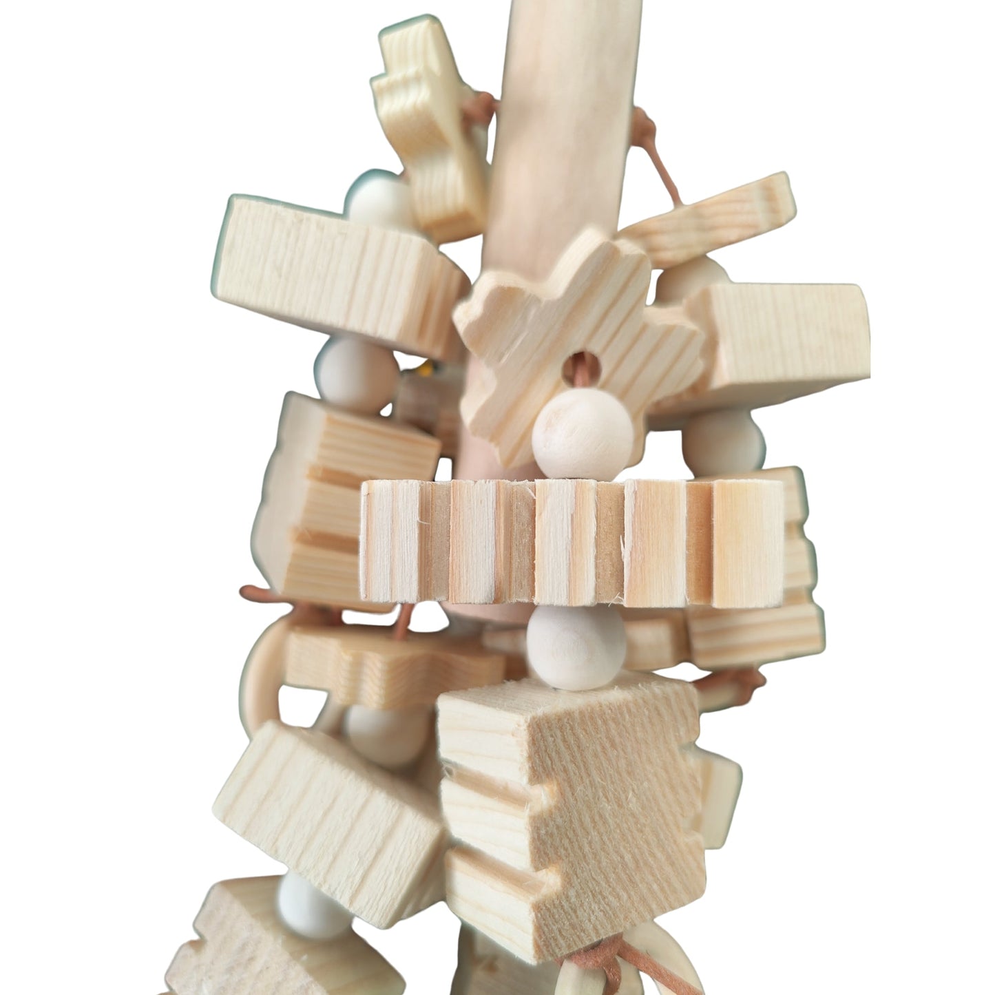 Natural Groovy Block Bird Toy Lou Lou Bells Bird Toys close up