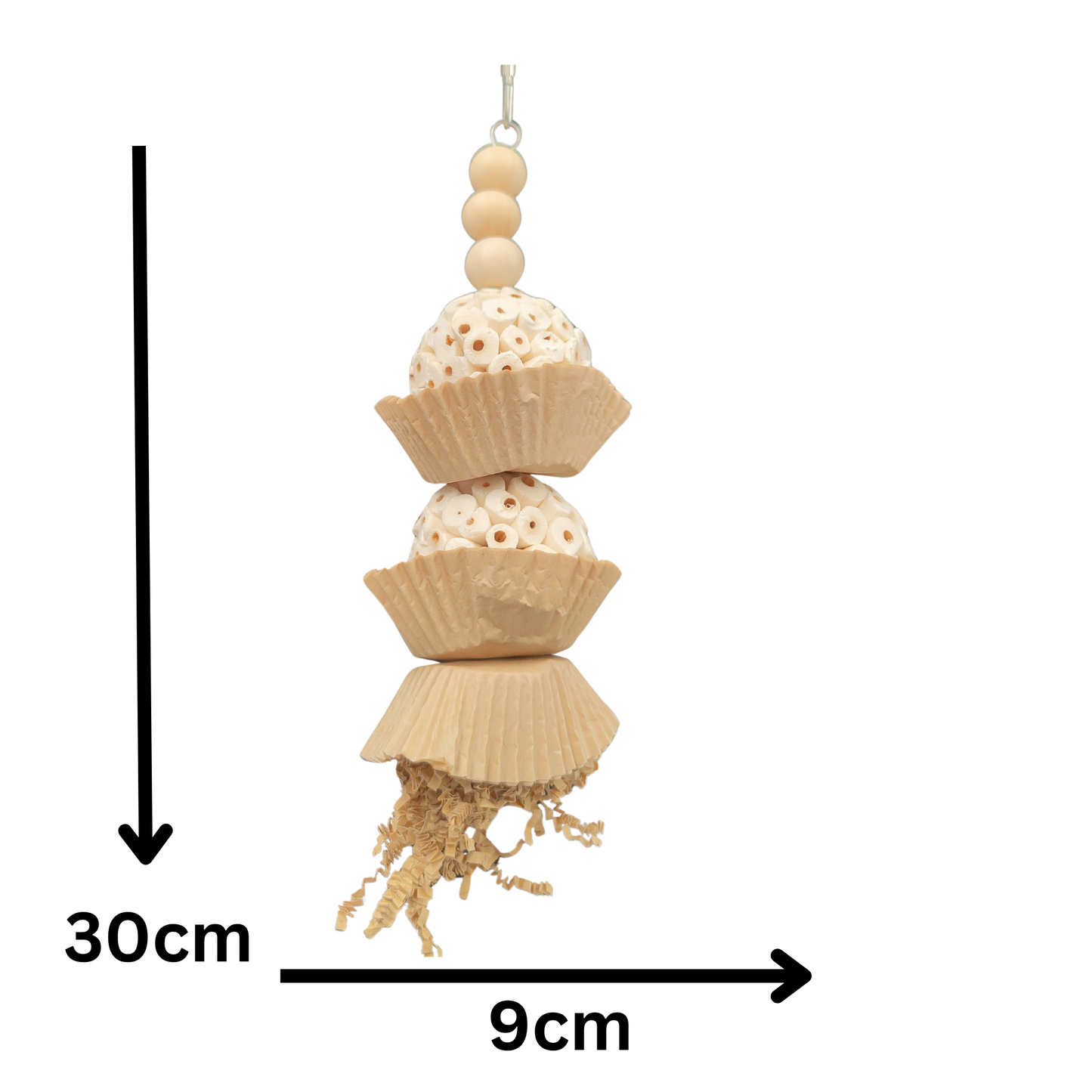 measurements of the sola cup cakes bird toy