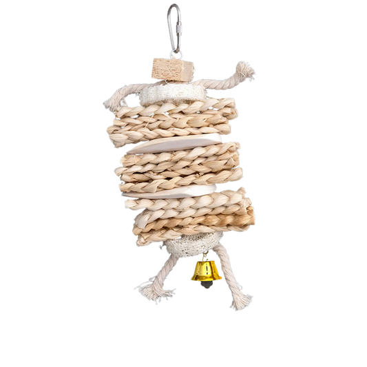 Palm Weave and Cuttlefish Bird Toy Lou Lou Bells Bird Toys