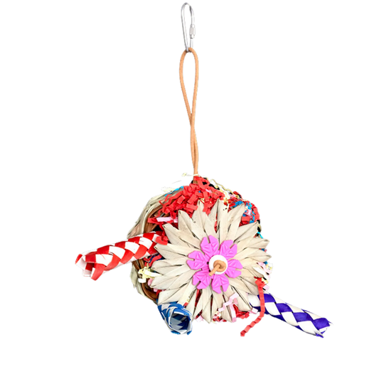 Paper Filled Cane Cup with Finger Traps Bird Toy