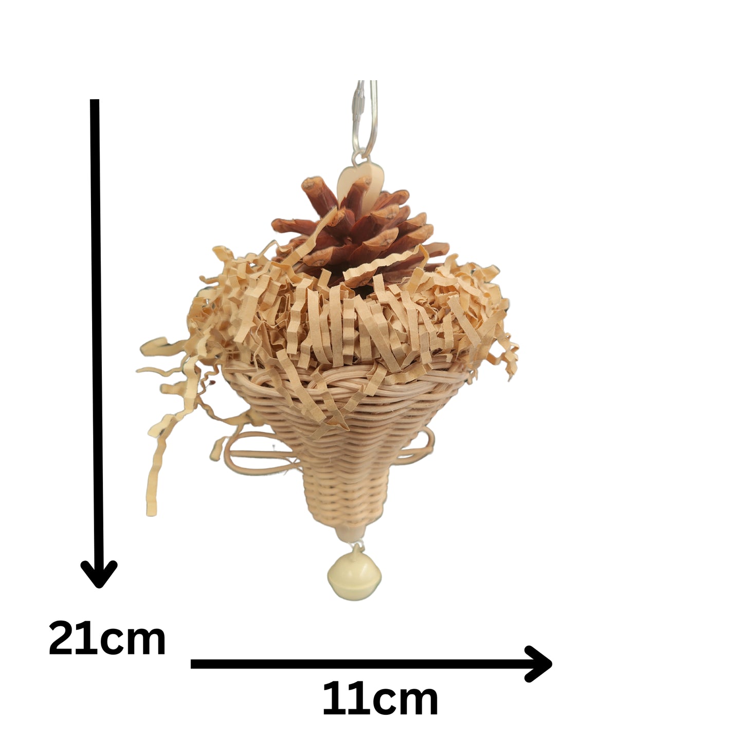 measurements of the pine topper bird toy
