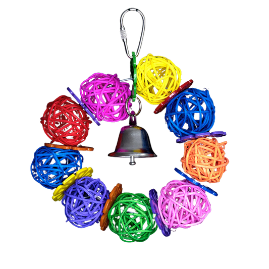 Ring of Coloured Cane Balls Bird Toy