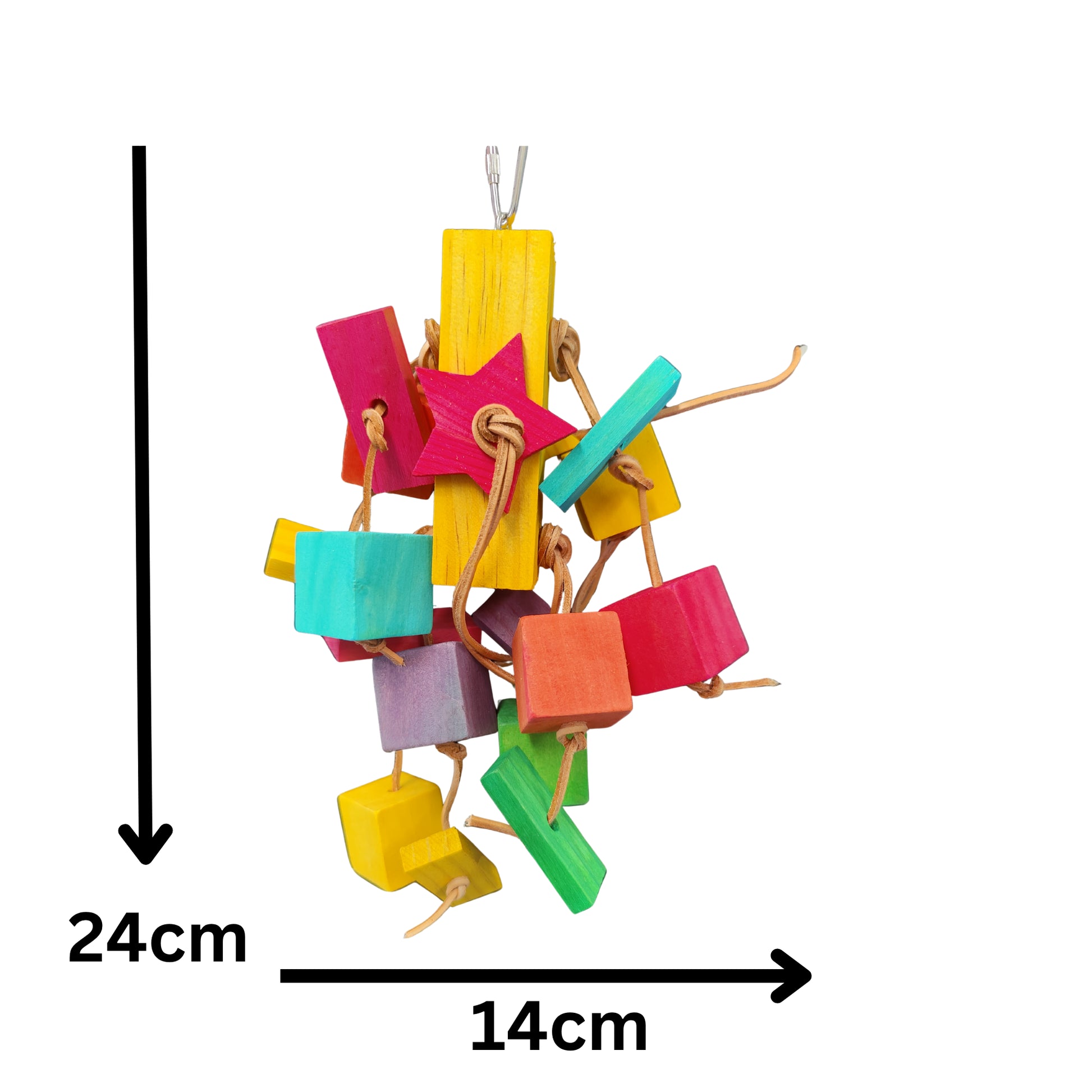 measurements of rainbow blocks bird toy