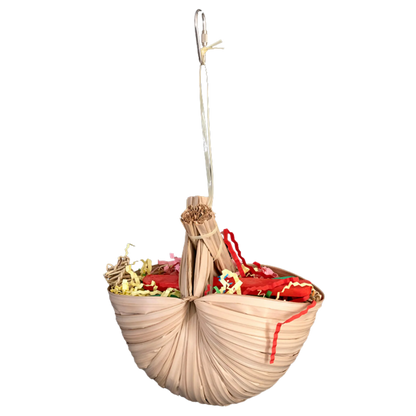 Shredable Palm Leaf Basket Bird Toy