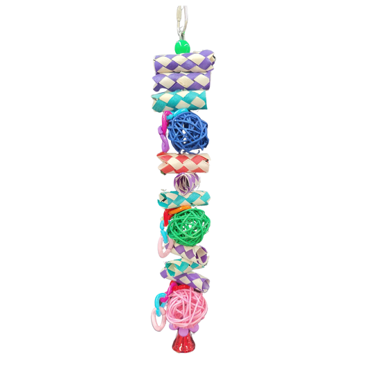 Small Coloured Cane Balls Skewer Shredable Bird Toy