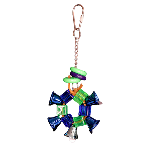 Square Beads and Bells Bird Toy