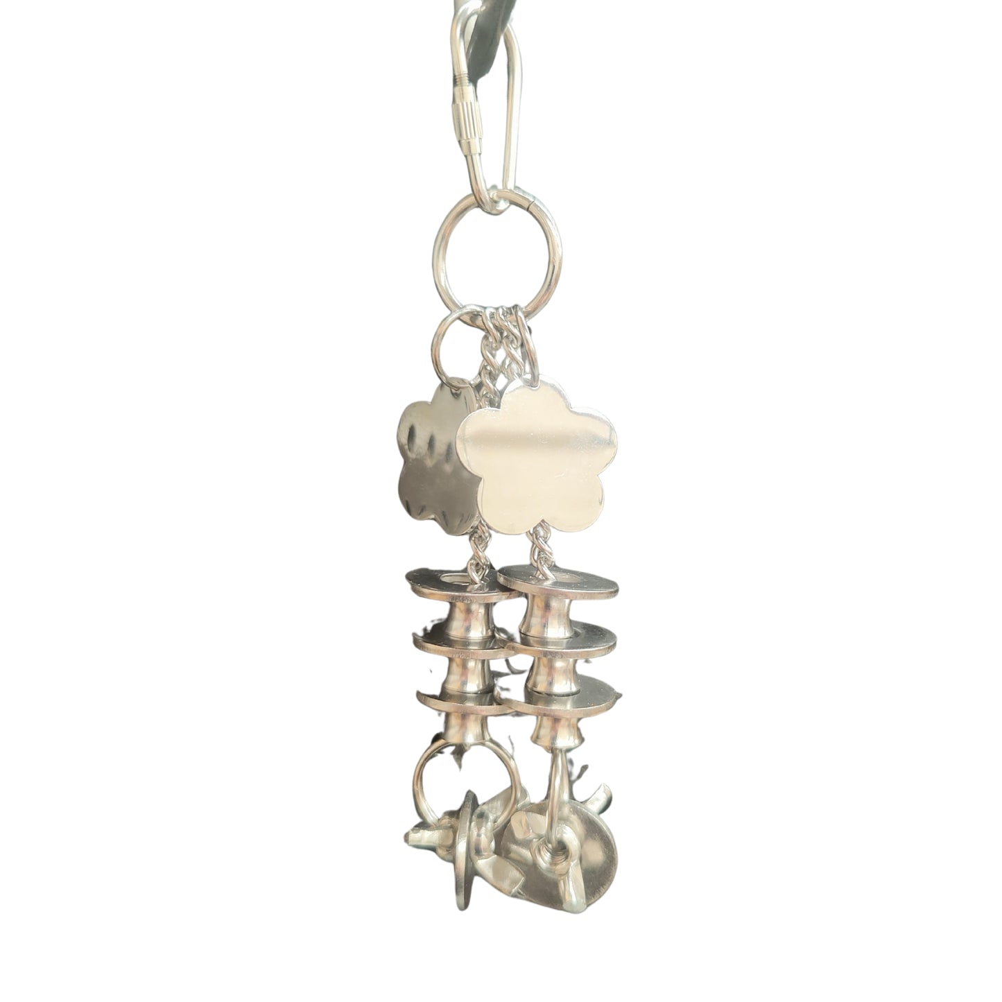 stainless steel flowers and rings bird toy