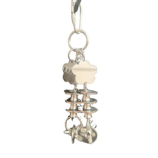 stainless steel flowers and rings bird toy