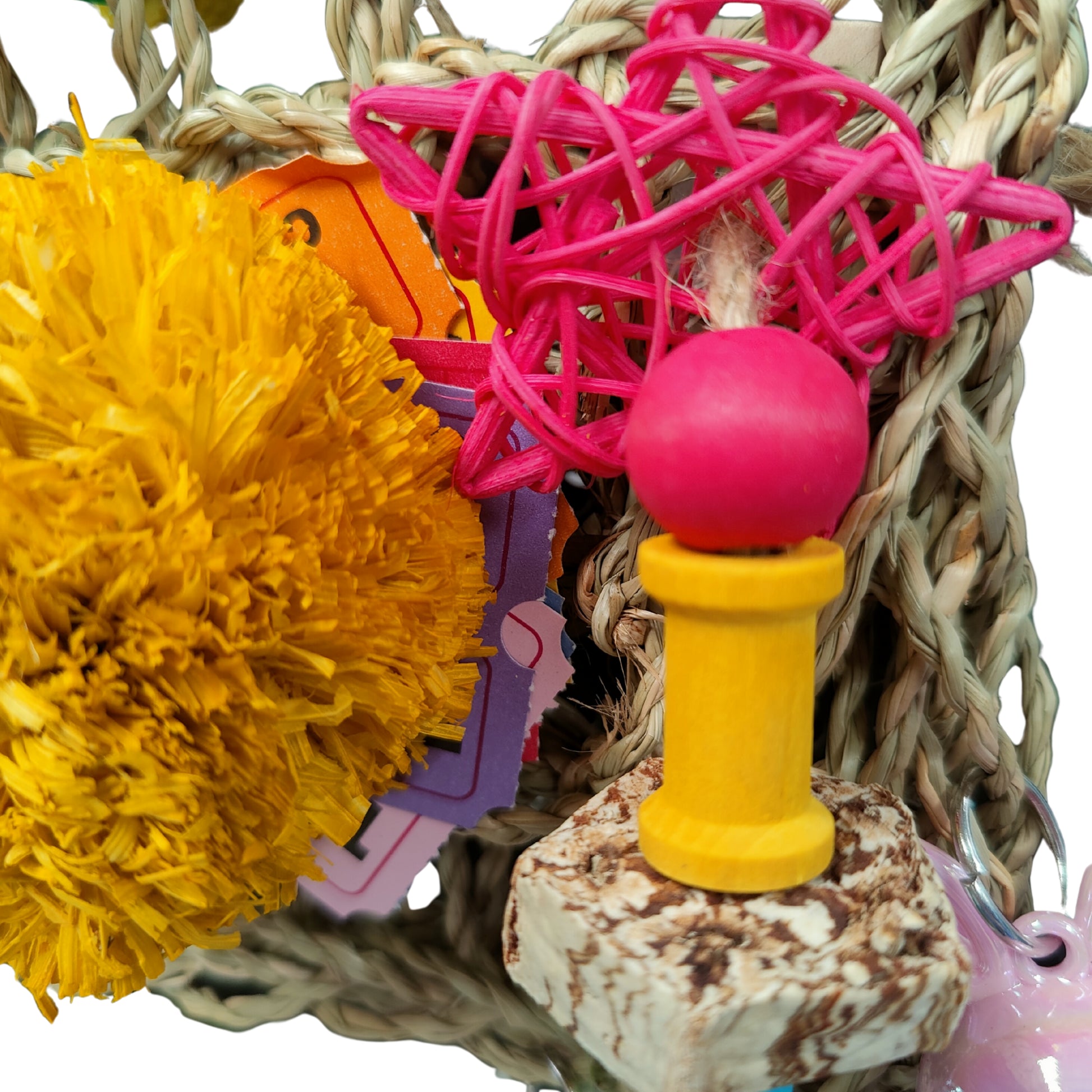 close up shoe mat bird toy