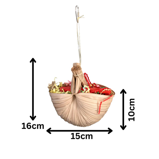 Shredable Palm Leaf Basket Bird Toy