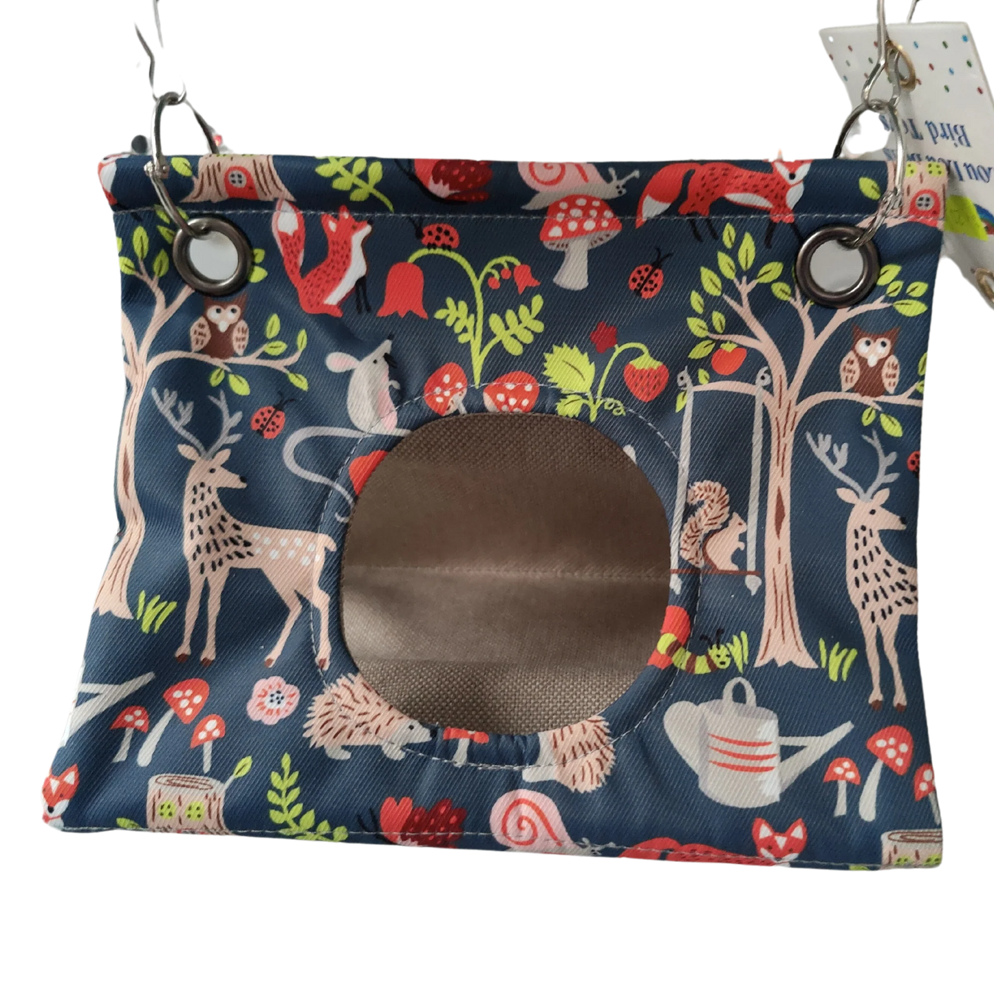 This bird bed with material on the outside, canvas on the inside is well made and stitched. Has a removable acrylic base to support your bird when inside the sleeping tent. Also making it easier to wash the bird bed if needed. The hole in the middle is an added bonus for your bird to peak out of.