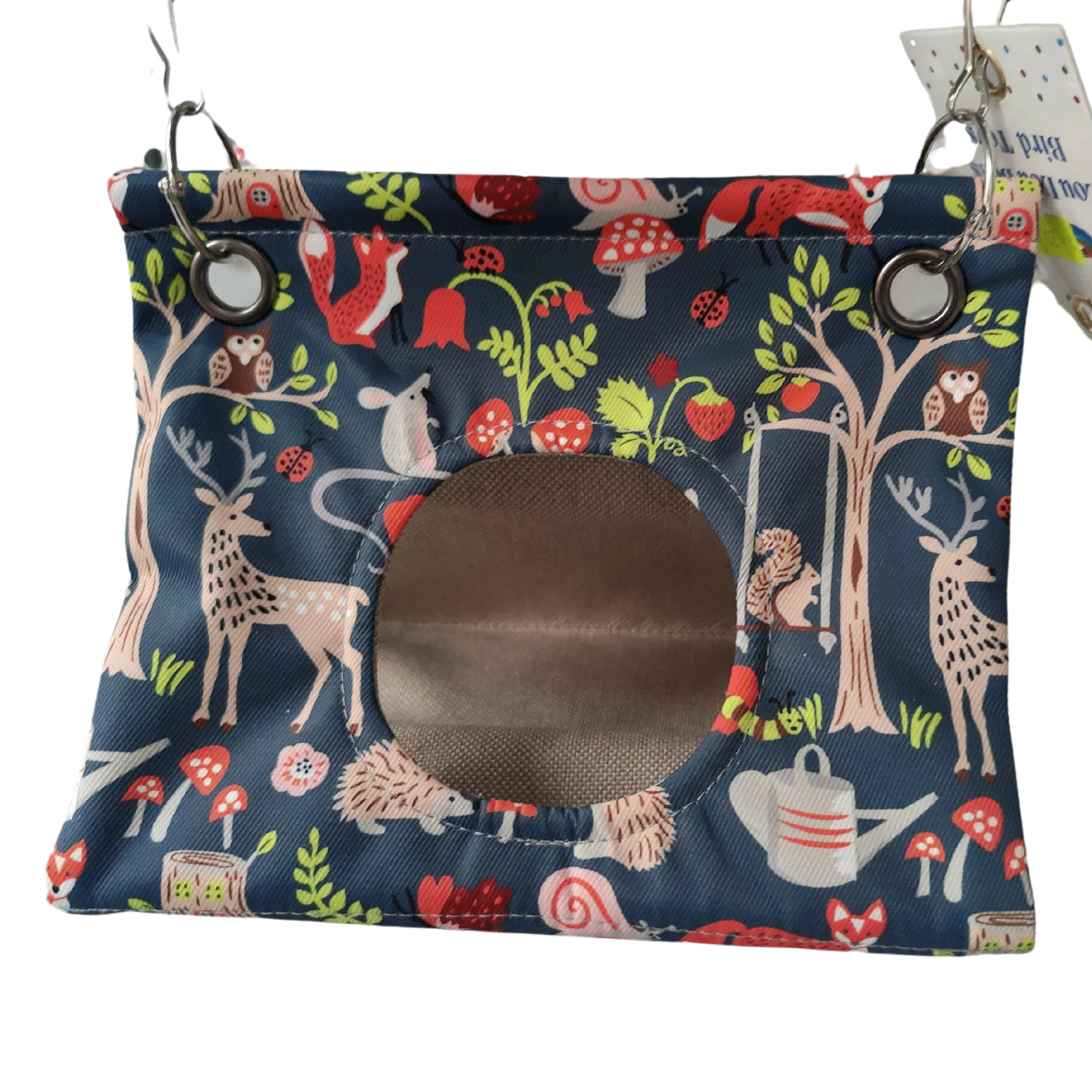 This bird bed with material on the outside, canvas on the inside is well made and stitched. Has a removable acrylic base to support your bird when inside the sleeping tent. Also making it easier to wash the bird bed if needed. The hole in the middle is an added bonus for your bird to peak out of.