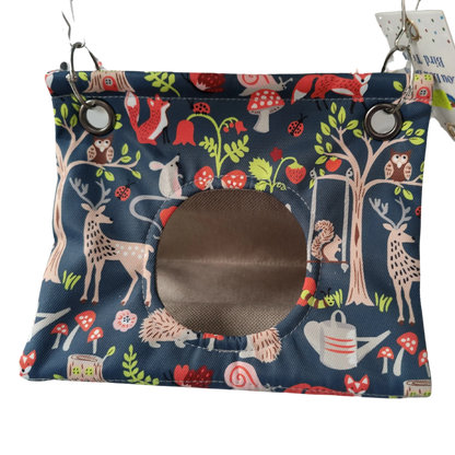 This bird bed with material on the outside, canvas on the inside is well made and stitched. Has a removable acrylic base to support your bird when inside the sleeping tent. Also making it easier to wash the bird bed if needed. The hole in the middle is an added bonus for your bird to peak out of.