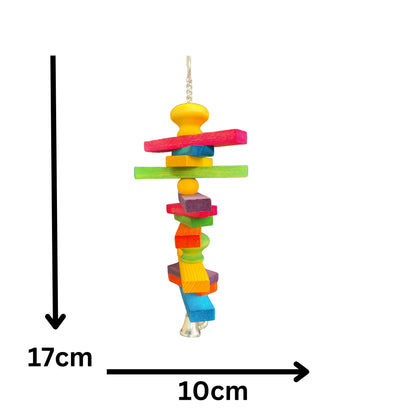 measurements of the small coloured stack bird toy