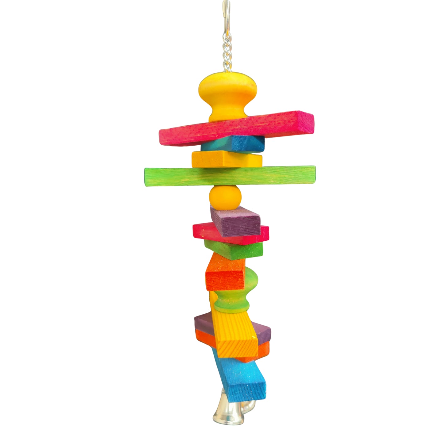 small coloured stack of wooden shapes bird toy
