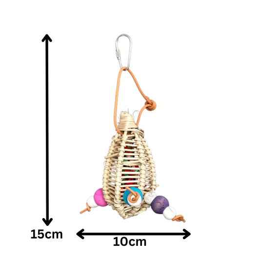 Small Filled Cane Lantern Bird Toy