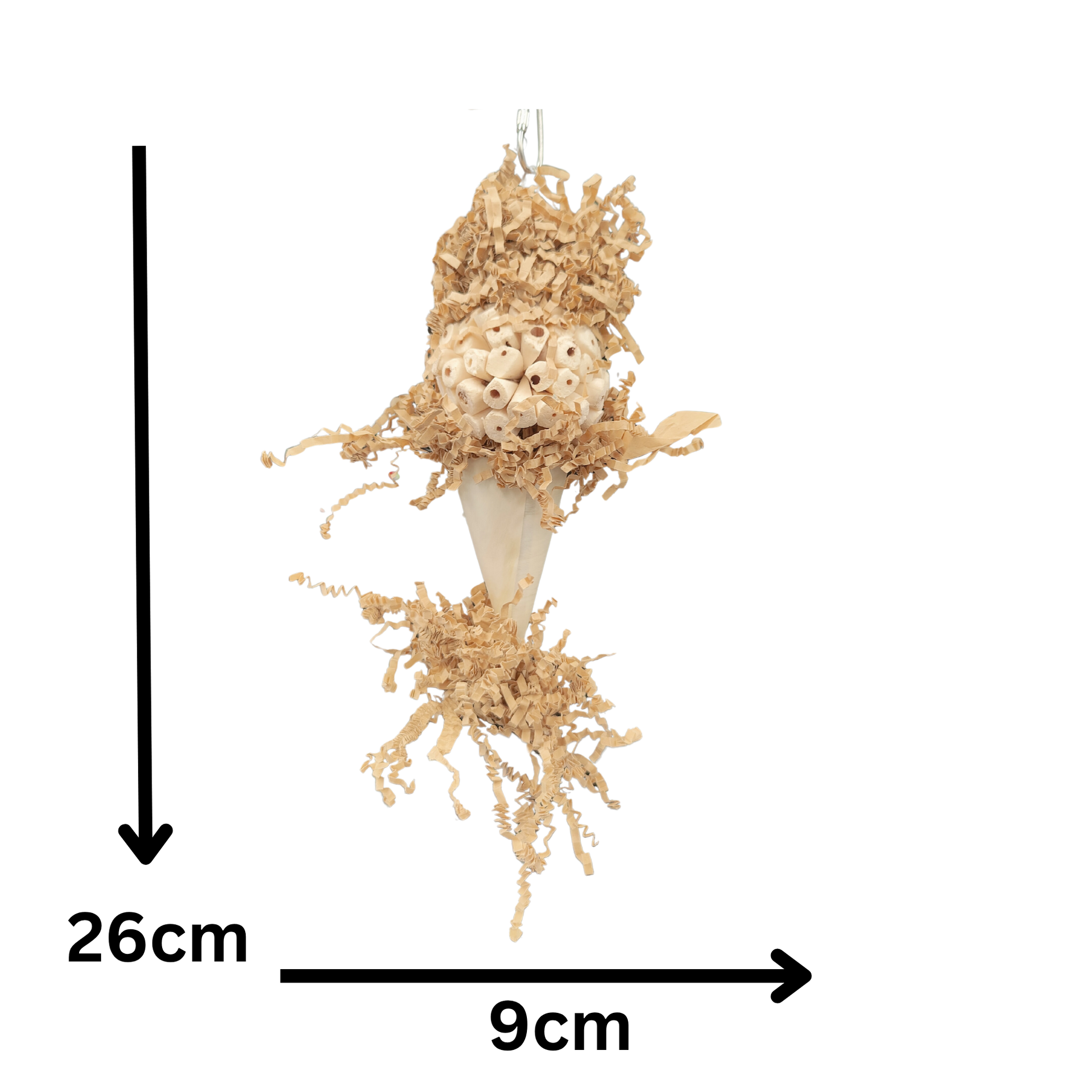 natural sola cone bird toy measurements