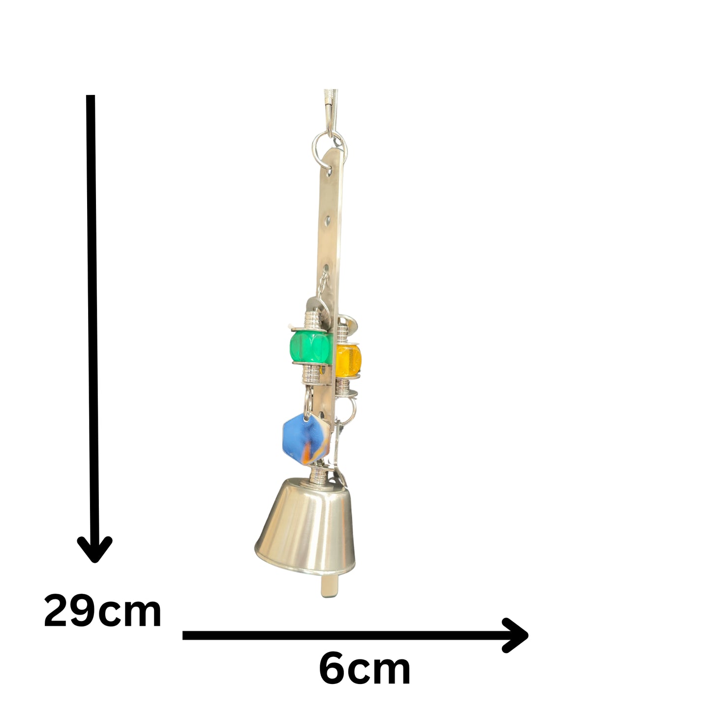measurements of the stainless steel pull with bell bird toy
