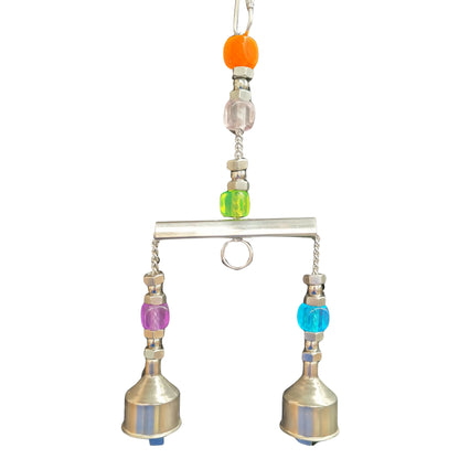 stainless steel bar with 2 stainless steel bells bird toy