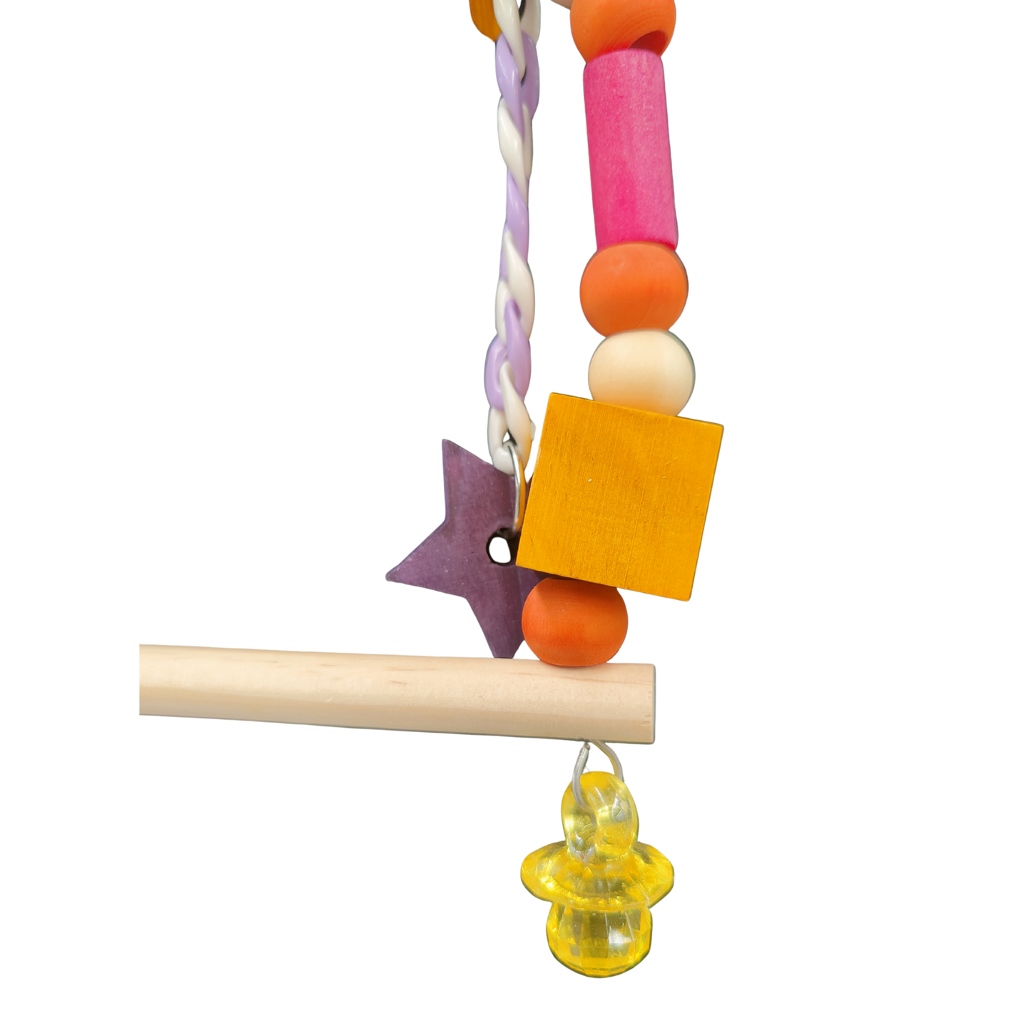 close up pic 2 of the star dangle swing bird toy