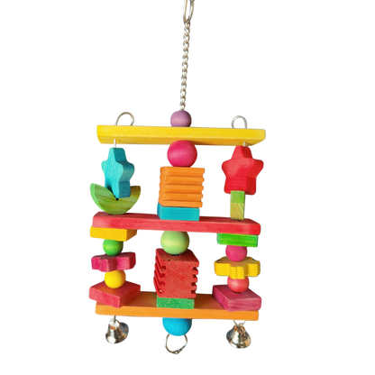 coloured wood star and leaves  bird toy
