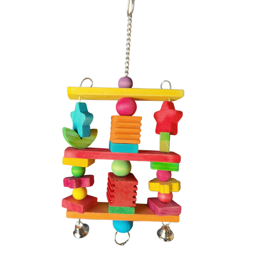 coloured wood star and leaves  bird toy
