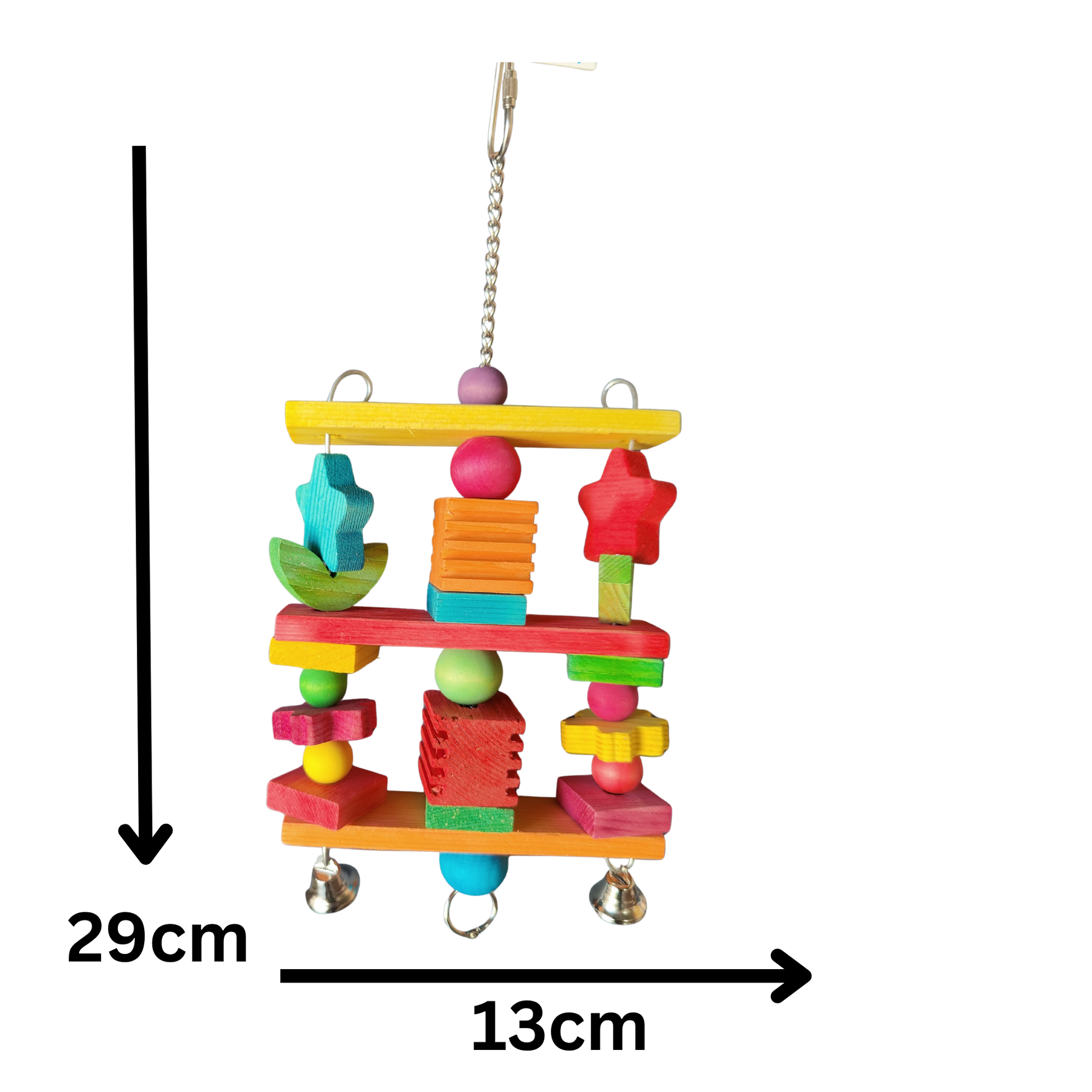 measurements of the wood stars and leaves bird toys