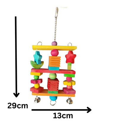 measurements of the wood stars and leaves bird toys