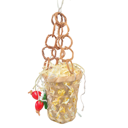 hanging basket bird toy with strawberry