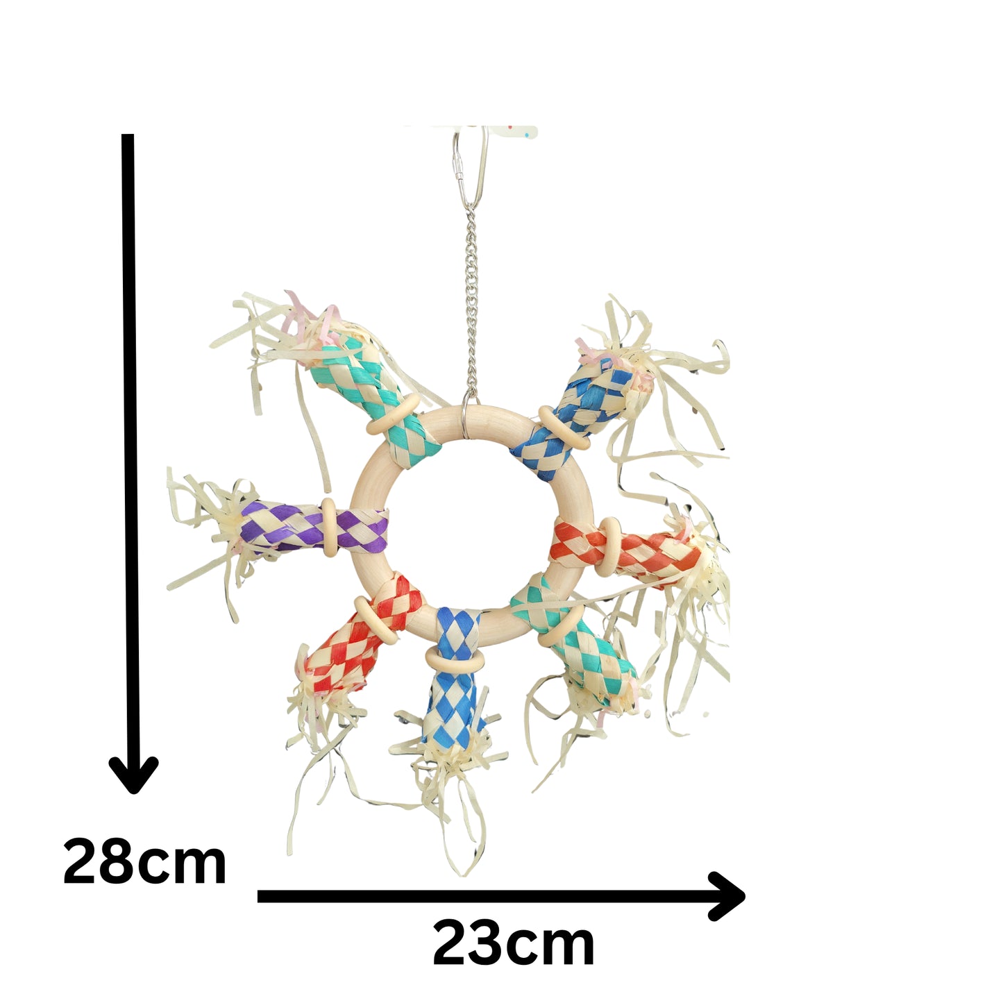measurements of the stuffed finger trap ring bird toy